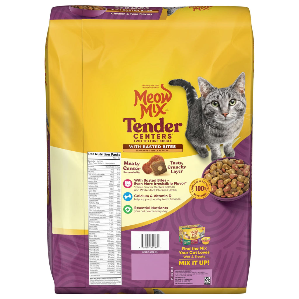 Meow Mix Tender Centers Dry Cat Food with Basted Bites - Chicken & Tuna Flavors, 14.2 lb Bag