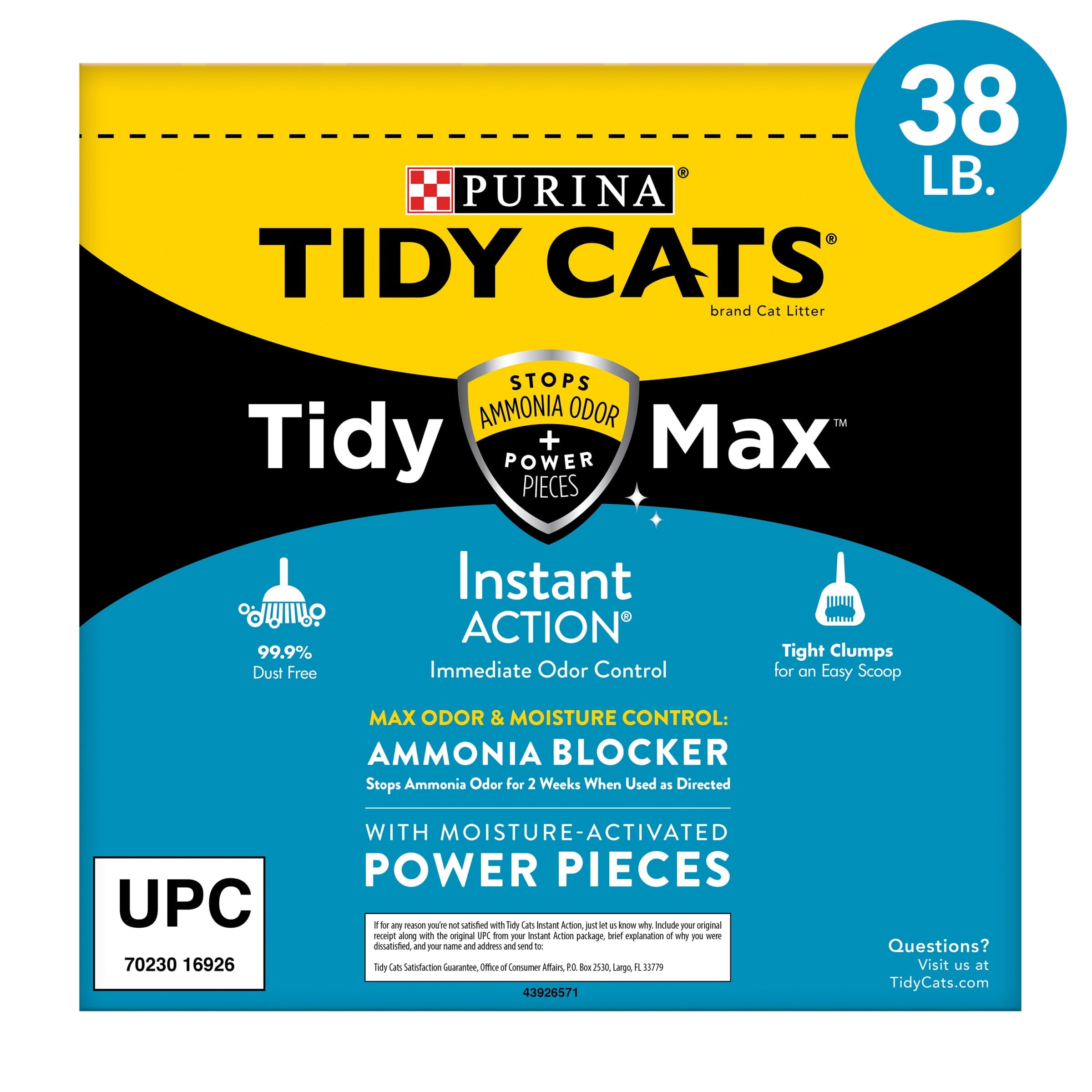 Purina Tidy Cats Tidy Max Clumping Cat Litter - Instant Action, Odor Control 24/7, 38 lb. Box