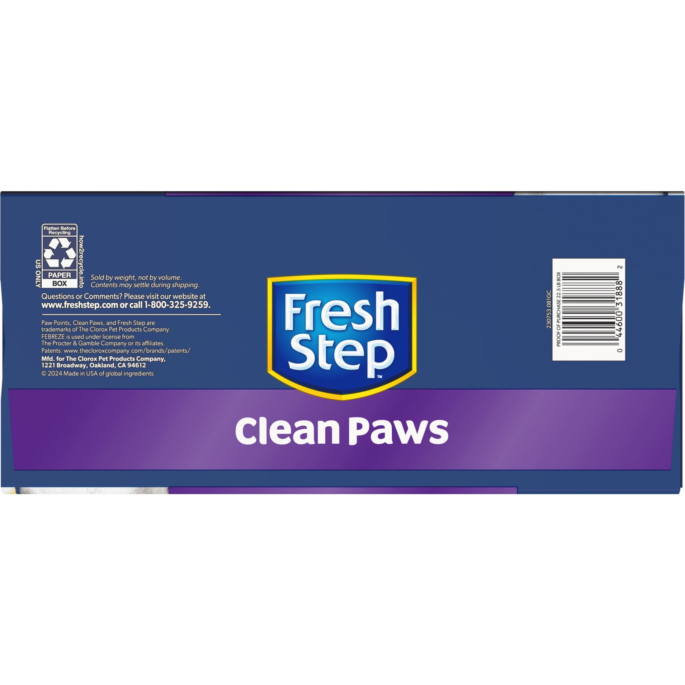 Fresh Step Clean Paws Multi-Cat Scented Clumping Litter with the Power of Febreze - 22.5 lbs