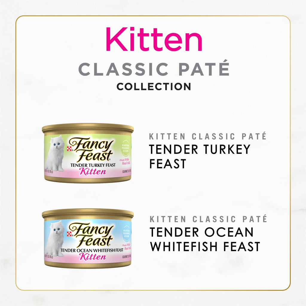 Purina Fancy Feast Classic Pate Kitten Food - Wet Cat Food, Salmon Primavera, 3 oz Cans (12 Pack) - 6-Pack