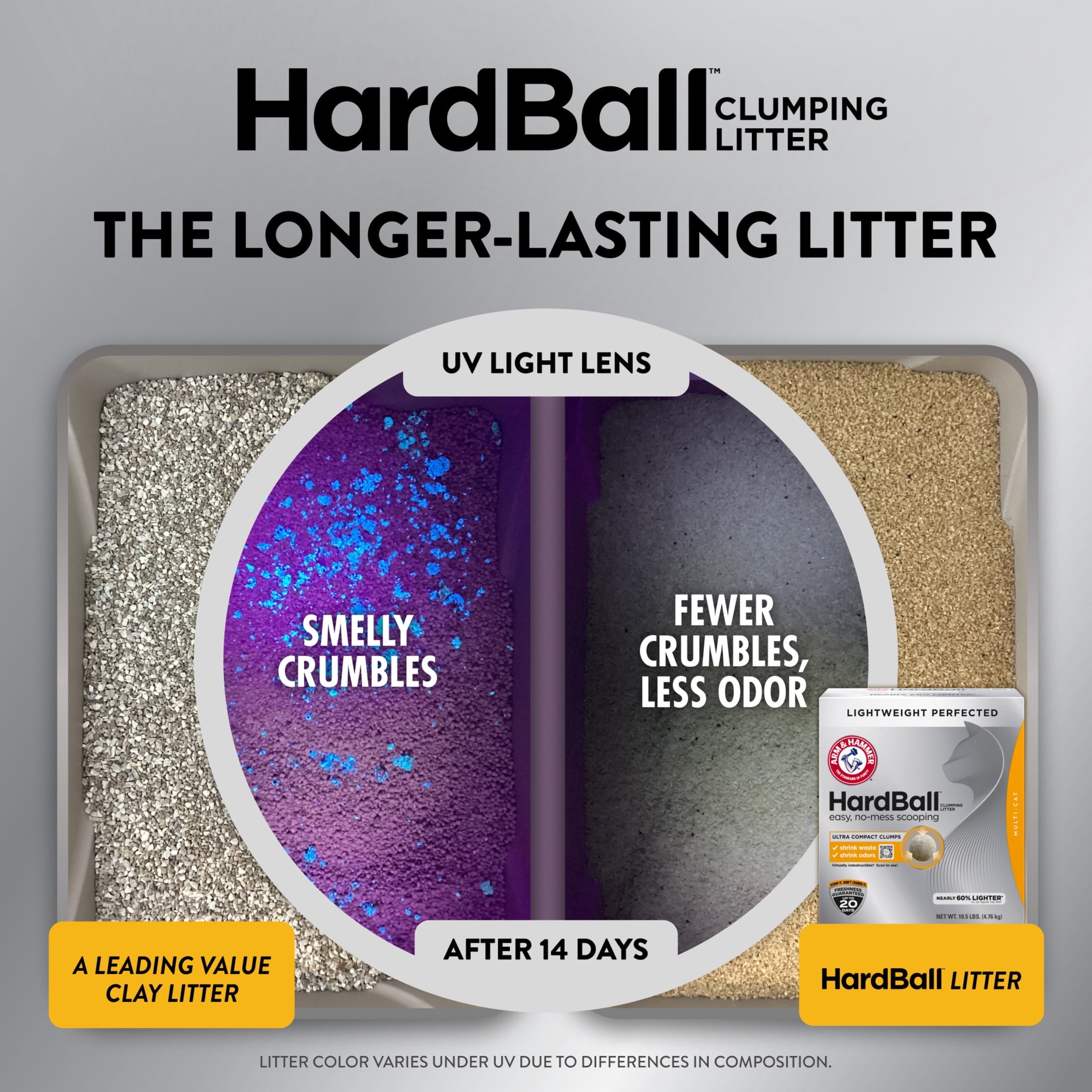 ARM & HAMMER Hardball Clumping Cat Litter - Lightweight Platinum, Multi-Cat, Garden Bloom, 8.5 lb