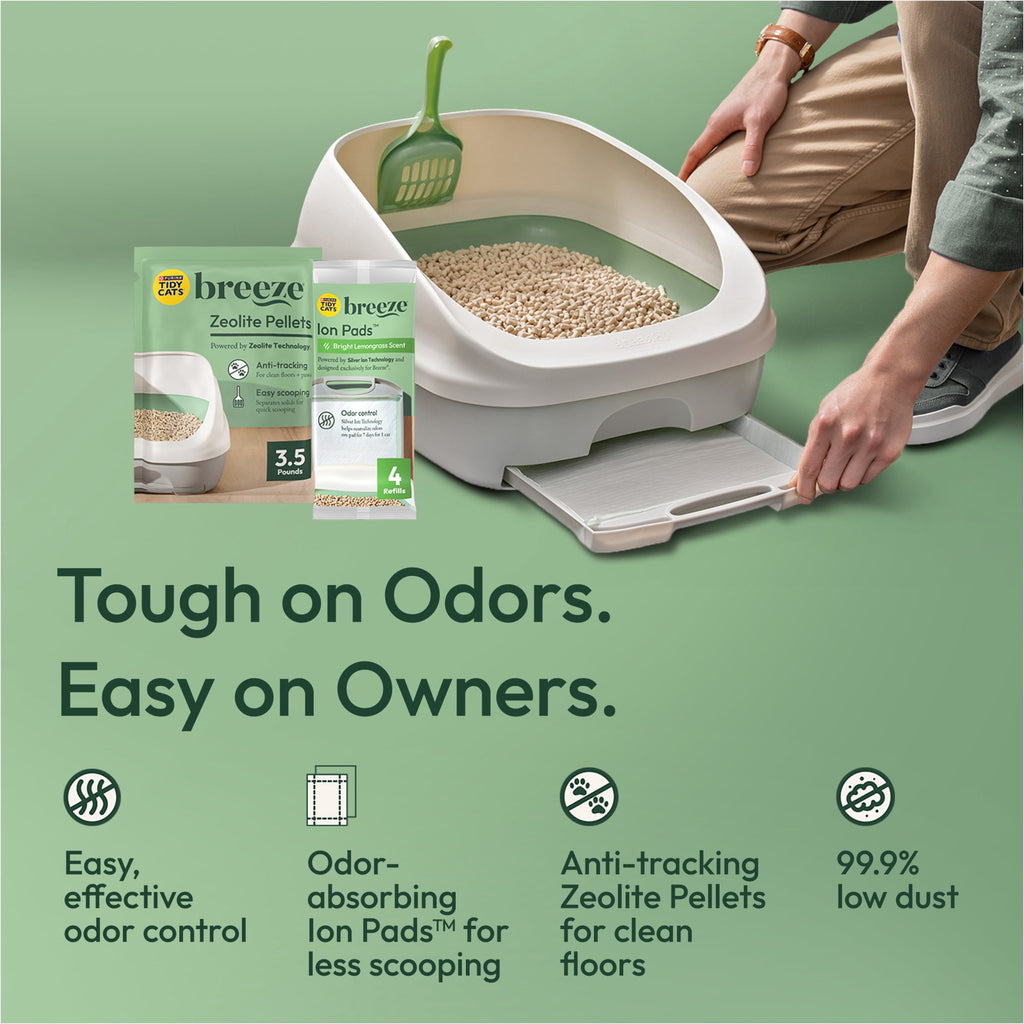 Purina Tidy Cats Breeze Zeolite Pellets and Ion Pads - Bright Lemongrass Scent, 7 lb. Pouch