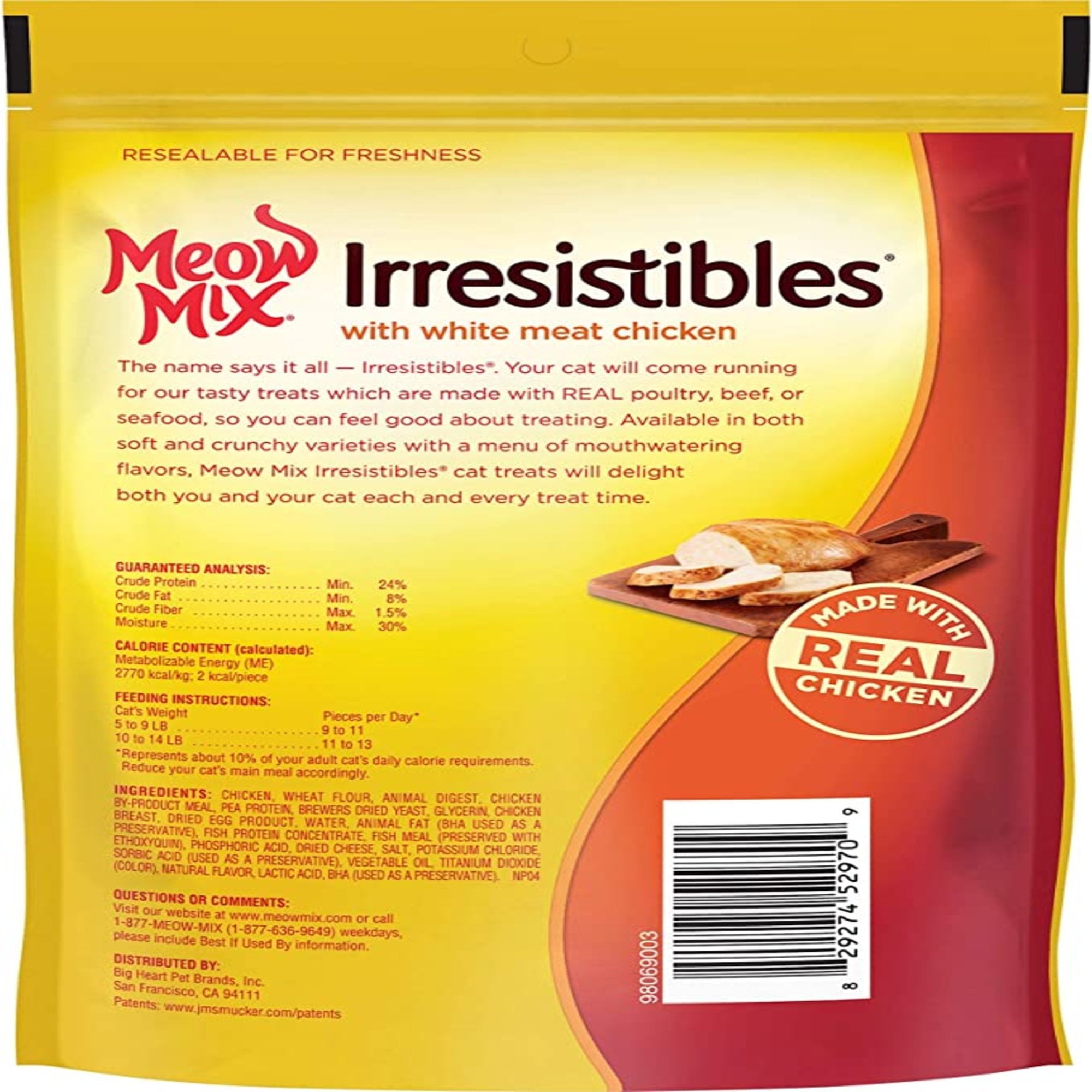 Meow Mix Irresistibles - Soft Cat Treats with White Meat Chicken, 3-Ounce Bag