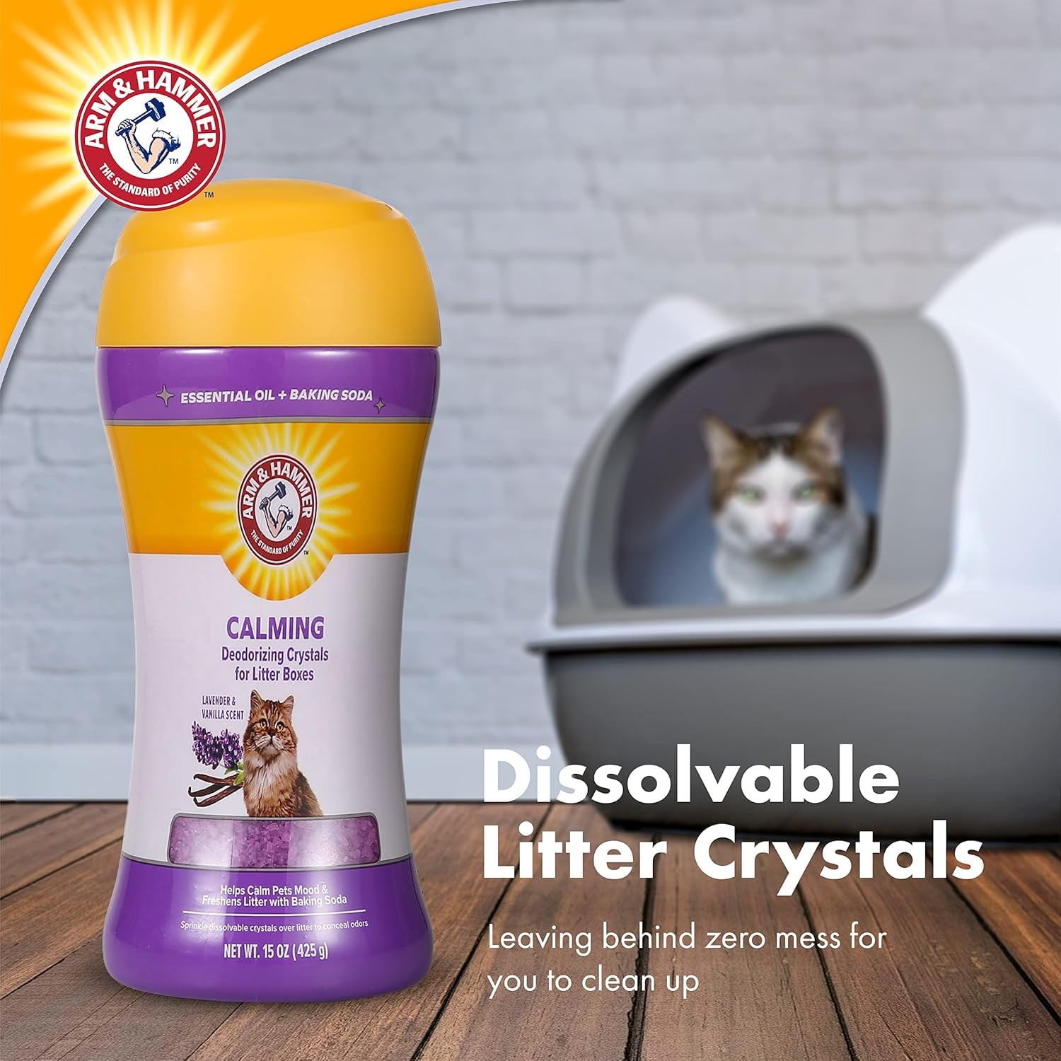 Arm & Hammer Cat Litter Deodorizing Crystals - Lavender & Vanilla Scent 15 oz