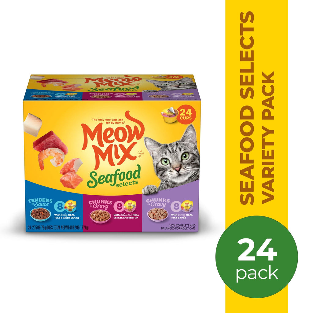 Meow Mix Seafood Selections Variety Pack - Wet Cat Food, 2.75 oz Cup (24 Pack)