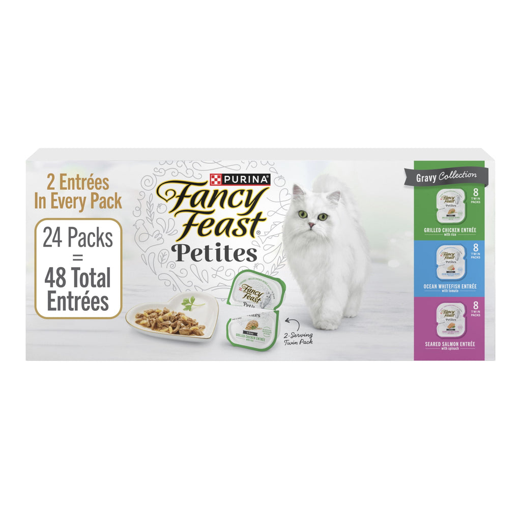 Purina Fancy Feast Petites Kitten Food - Wet Cat Food, Gravy Collection, 48 Entrees, 1.4 oz Tubs - 2-Pack