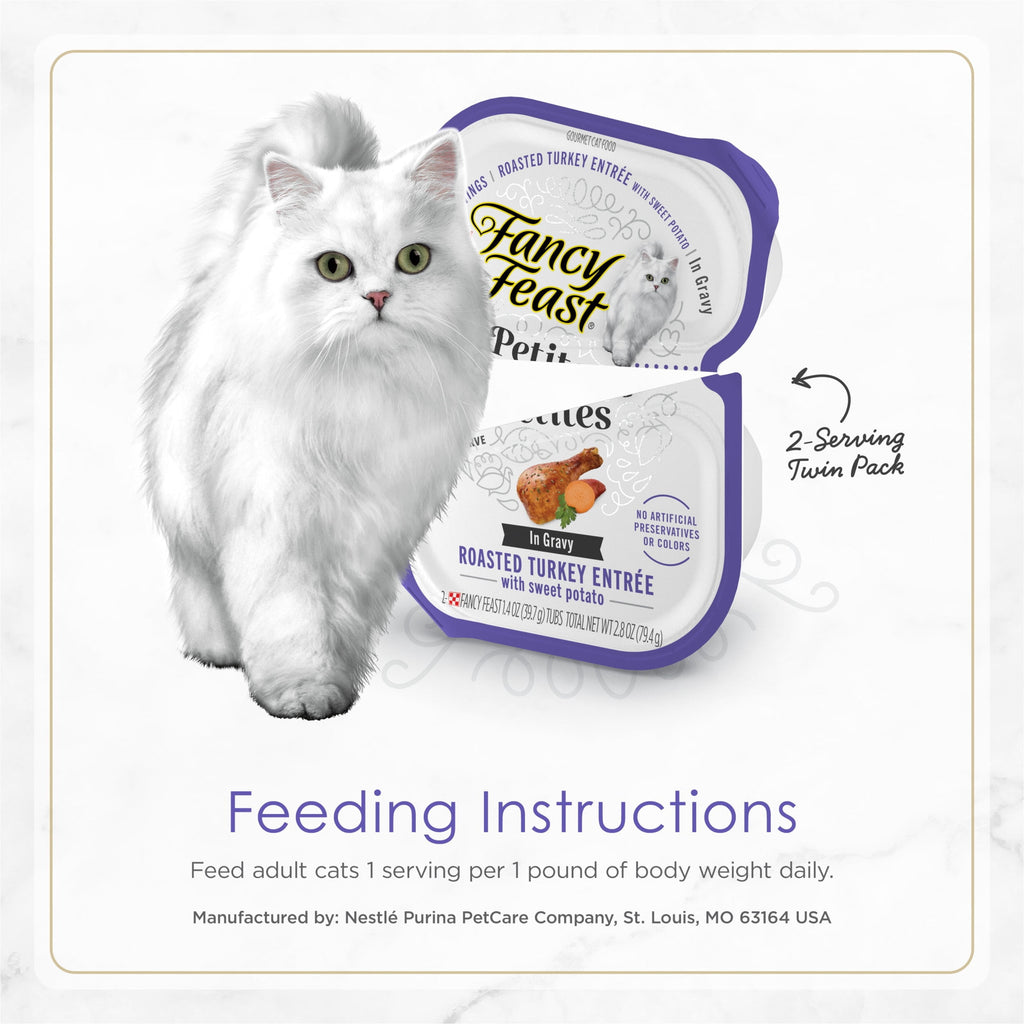 Purina Fancy Feast Petites With Roasted Turkey Entrée with Sweet Potato in Gravy Gourmet Wet Cat Food Pate - 12-Pack