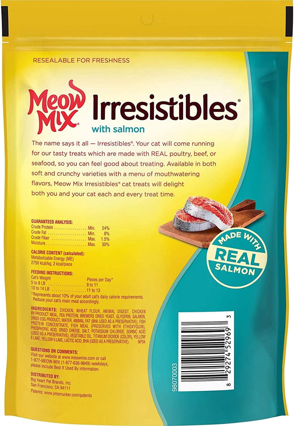 Meow Mix Irresistibles Soft TMA2 Cat Treats - Salmon, 3 Ounce (Pack of 5) - 4-Pack