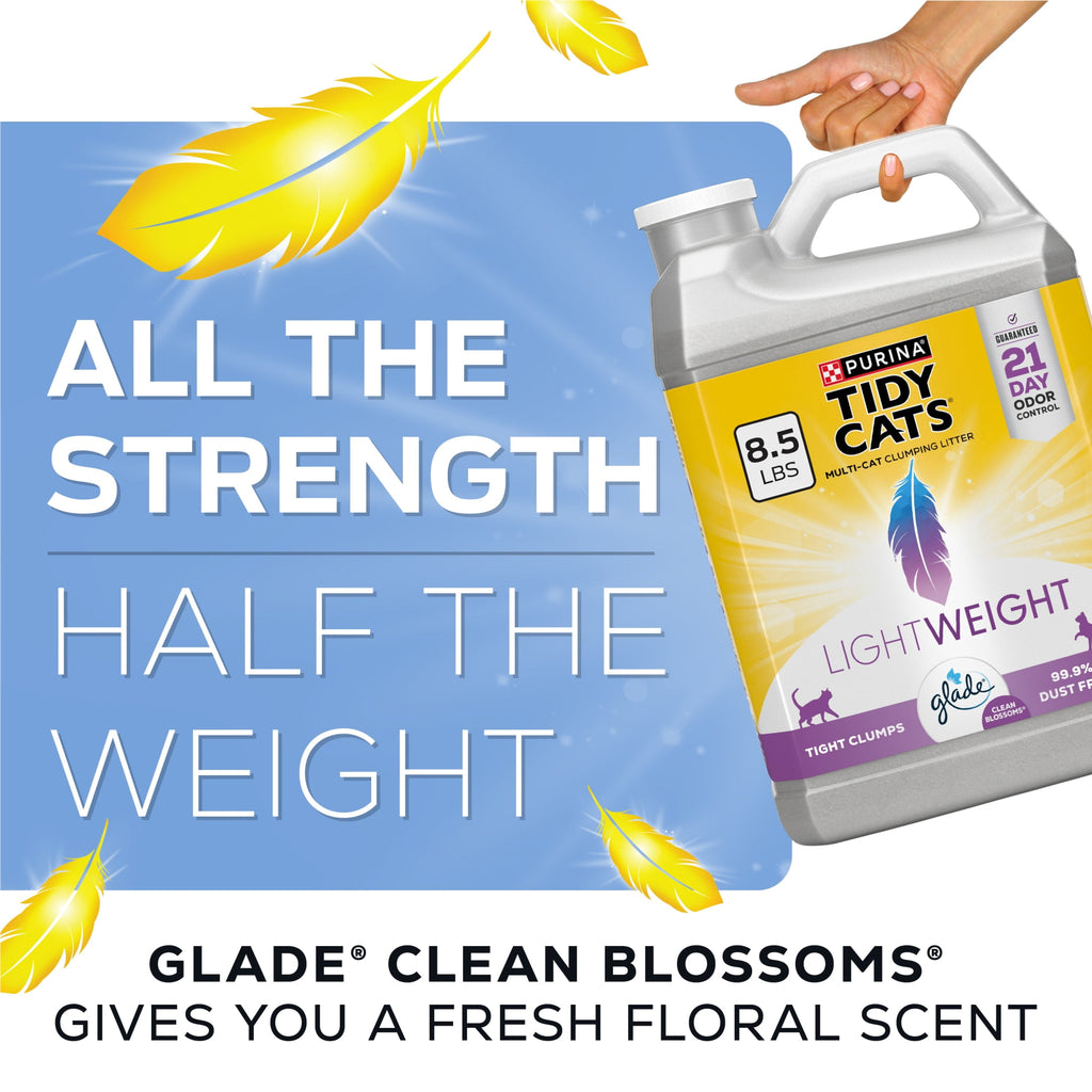 Purina Tidy Cats LightWeight Clumping Cat Litter - Glade Clean Blossoms Scent, 8.5 lb Jug - 4-Pack