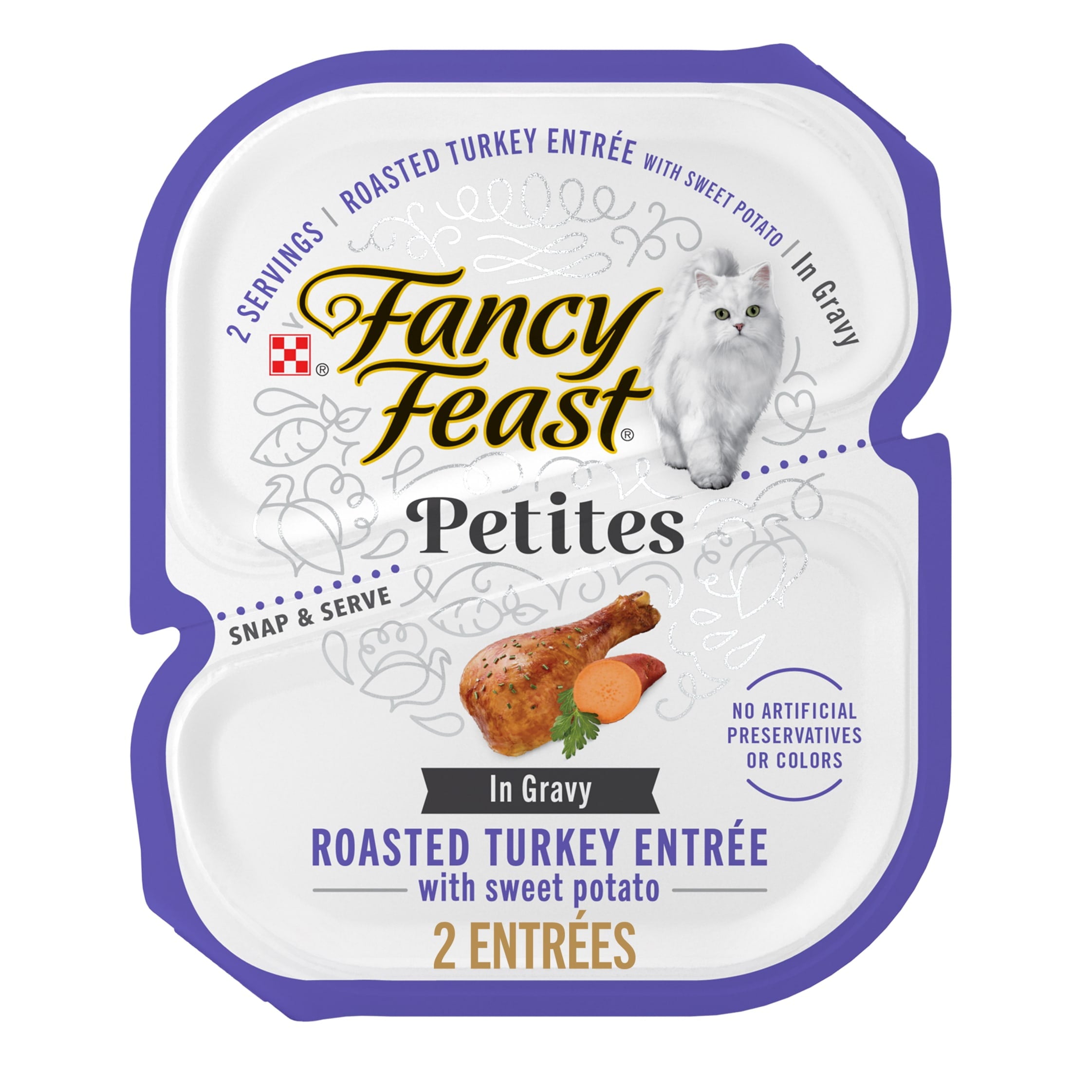 Purina Fancy Feast Petites With Roasted Turkey Entrée with Sweet Potato in Gravy Gourmet Wet Cat Food Pate - 2-Pack