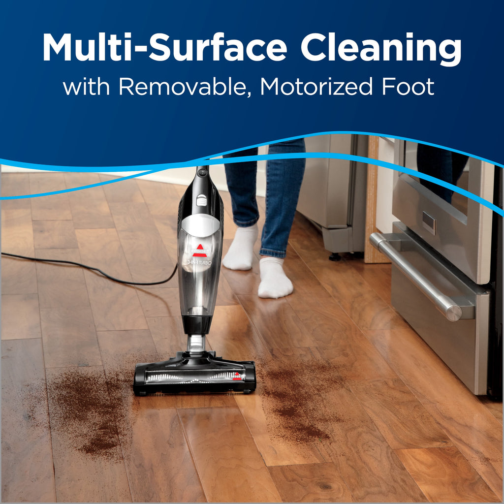 BISSELL 3-in-1 Turbo - Corded, Stick Vacuum, Carpet, Area Rugs, Hardfloor, Upholstery, Removable Hand Vac, Lightweight, Motorized Bursh Roll, 2610, Black