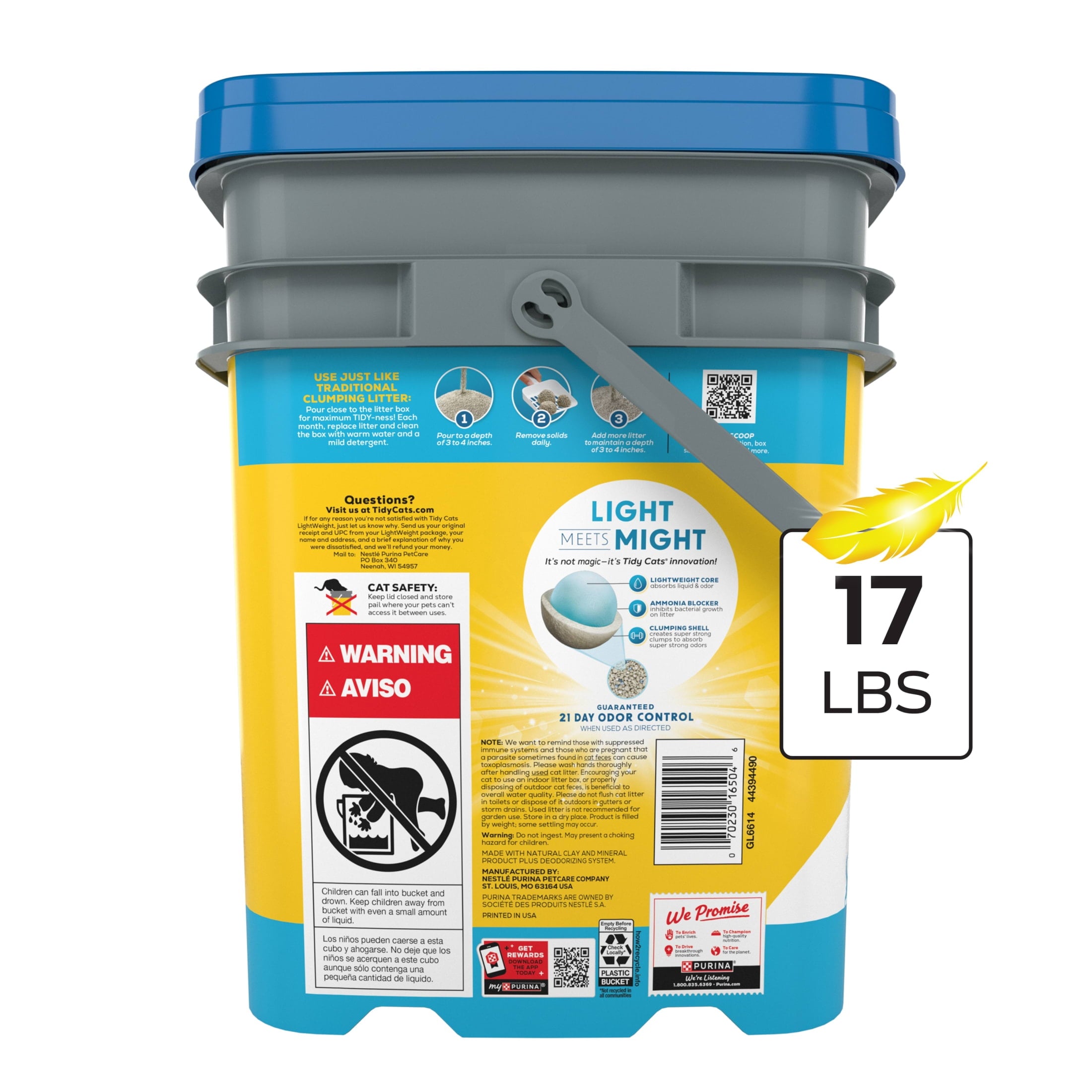 Purina Tidy Cats Instant Action LightWeight Cat Litter - Floral Scent, 17 lb Pail