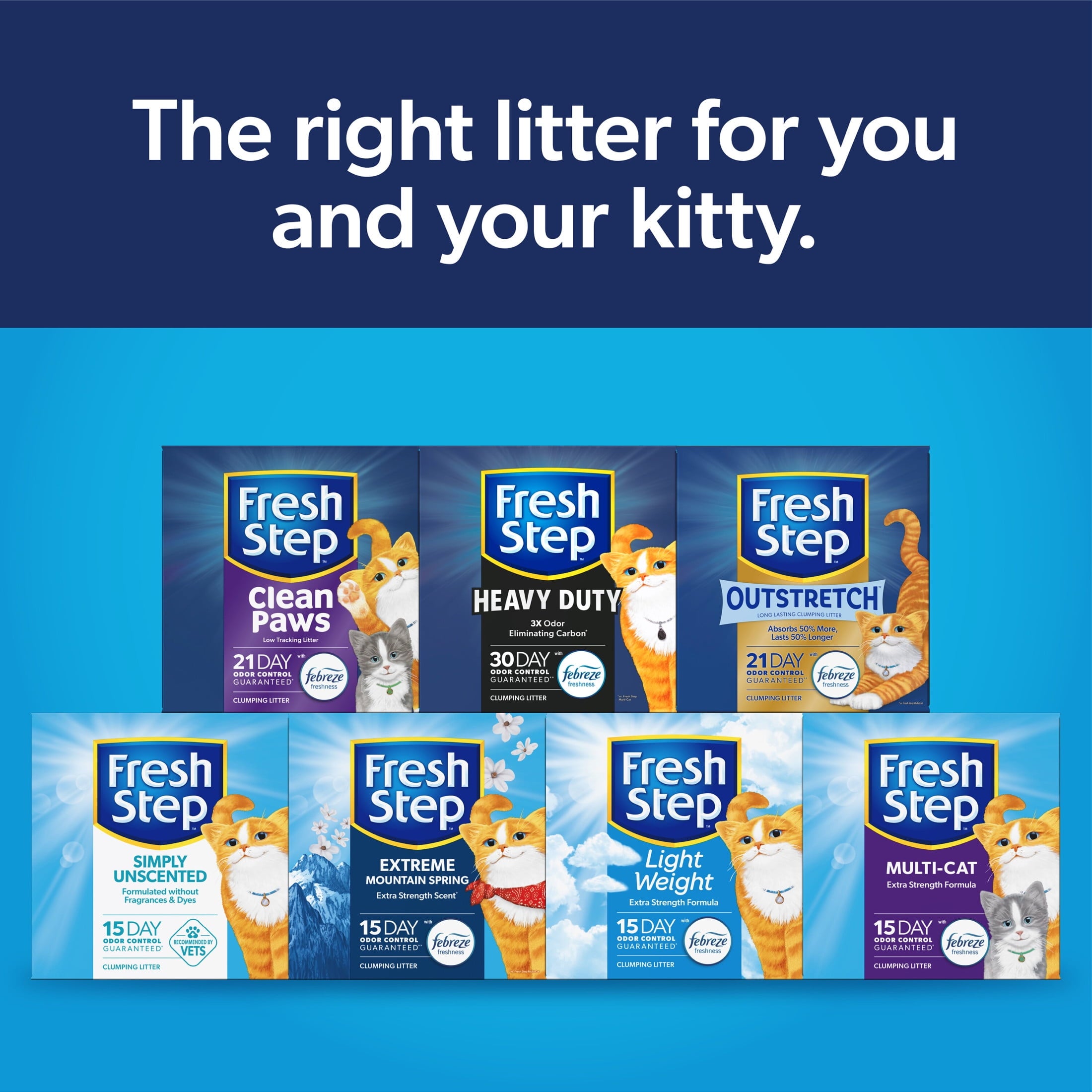 Fresh Step Clean Paws Multi-Cat Scented Clumping Litter with the Power of Febreze - 22.5 lbs