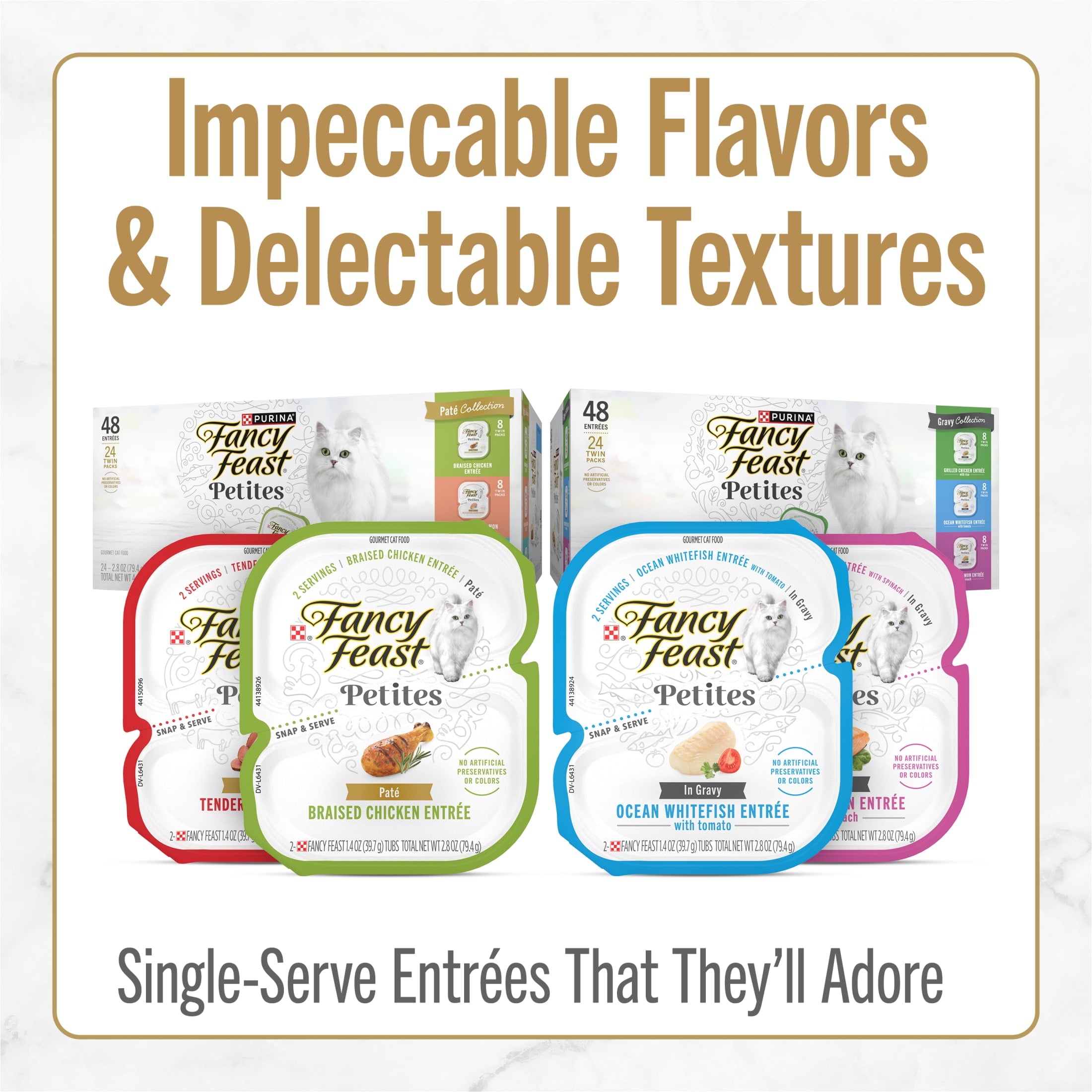Purina Fancy Feast Petites Kitten Food - Wet Cat Food, Gravy Collection, 48 Entrees, 1.4 oz Tubs