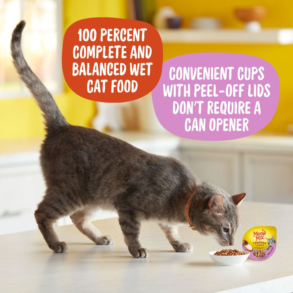 Meow Mix Tenders in Sauce Wet Cat Food with Real Turkey & Giblets - 2.75 oz. Cups, 12 Pack (Packaging And Formulation Updates Underway)