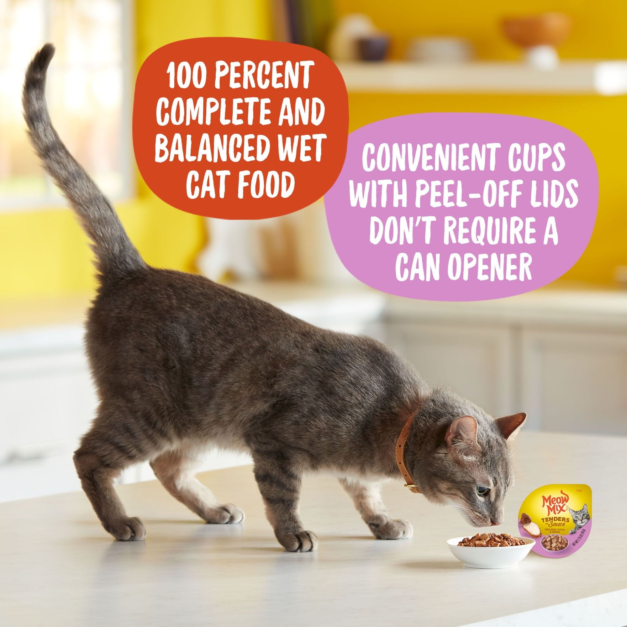 Meow Mix Tenders in Sauce Wet Cat Food with Real Turkey & Giblets - 2.75 oz. Cups, 12 Pack (Packaging And Formulation Updates Underway)