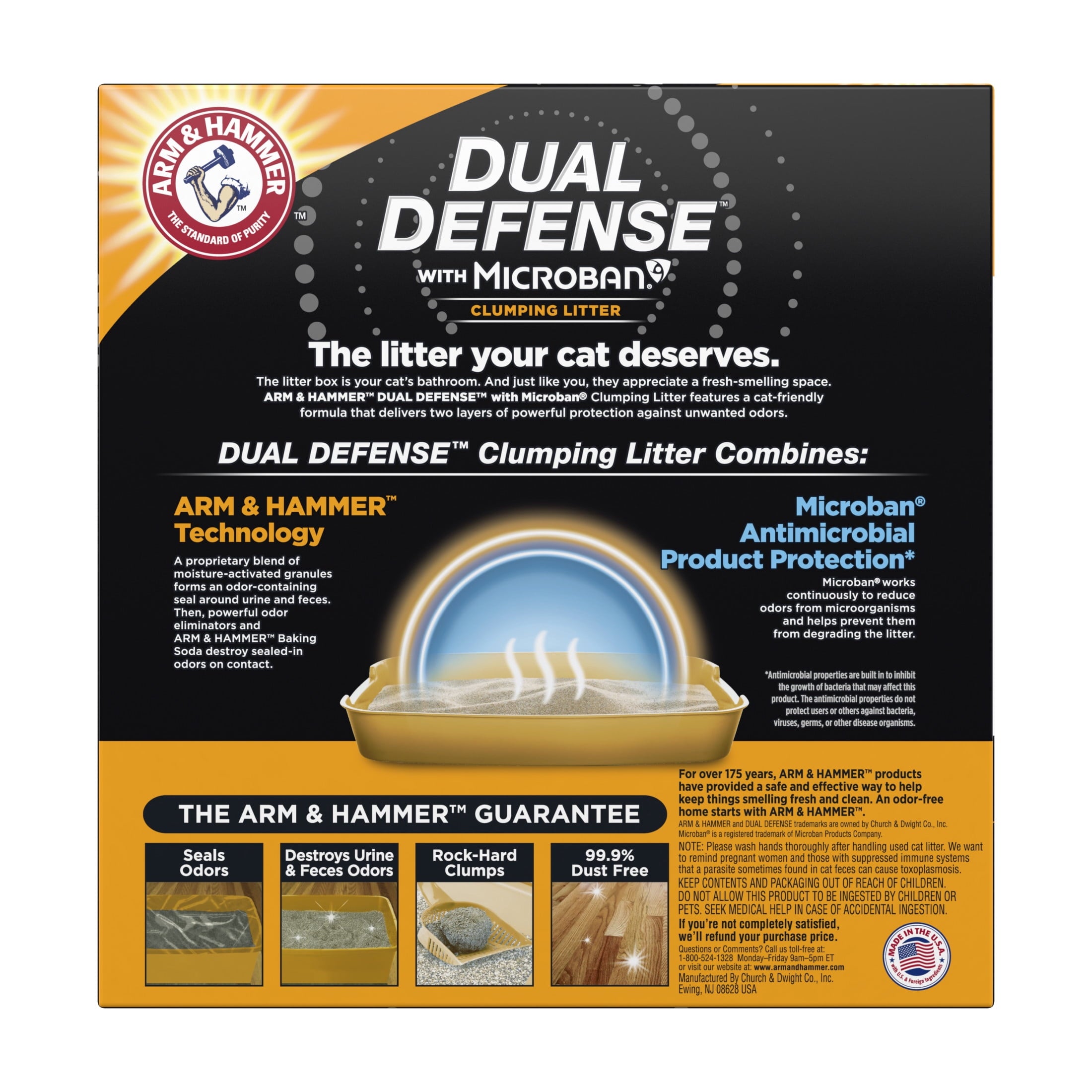 ARM & HAMMER Dual Defense with Microban Clumping Cat Litter for Multi-Cat Households - 14 lbs