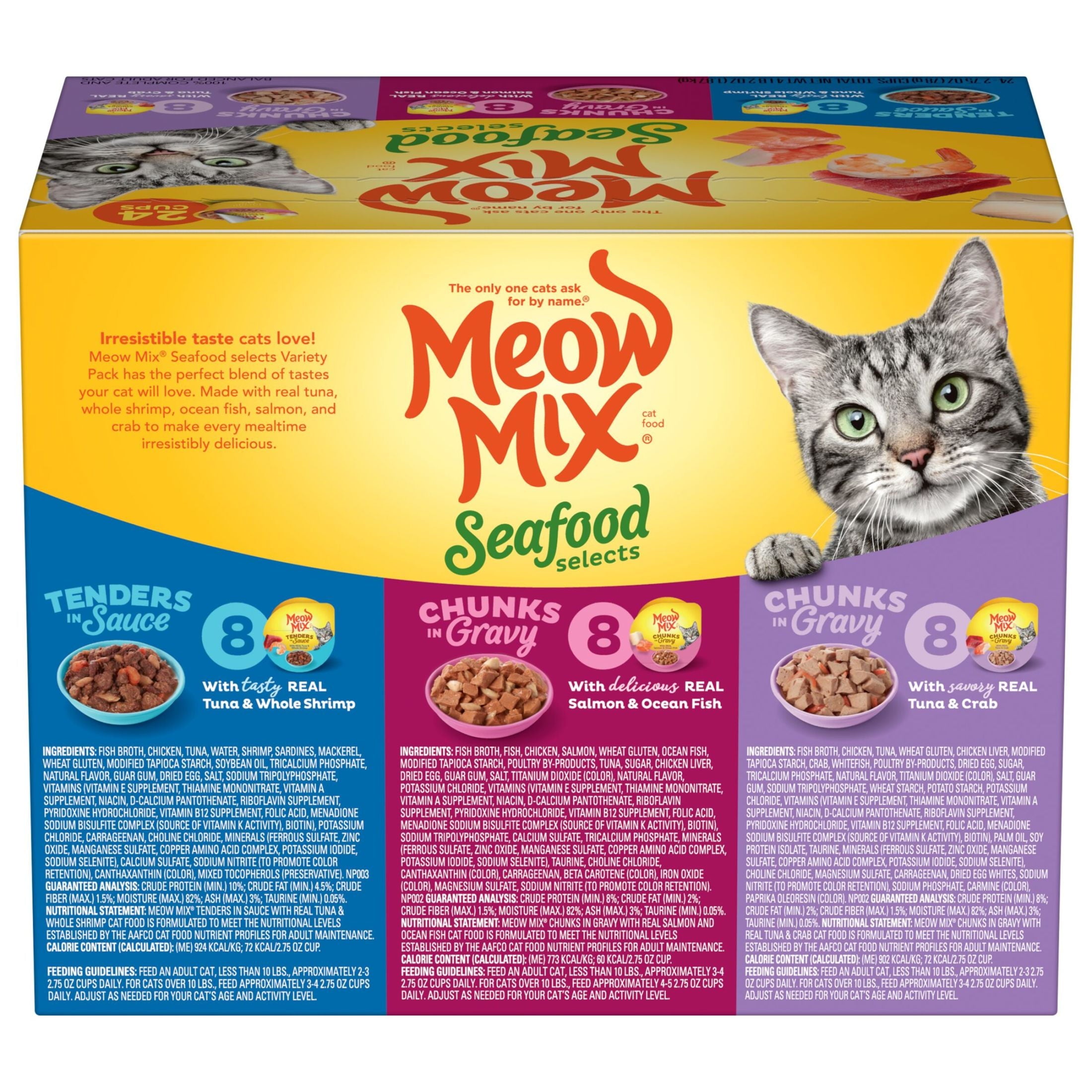Meow Mix Seafood Selections Variety Pack - Wet Cat Food, 2.75 oz Cup (24 Pack)