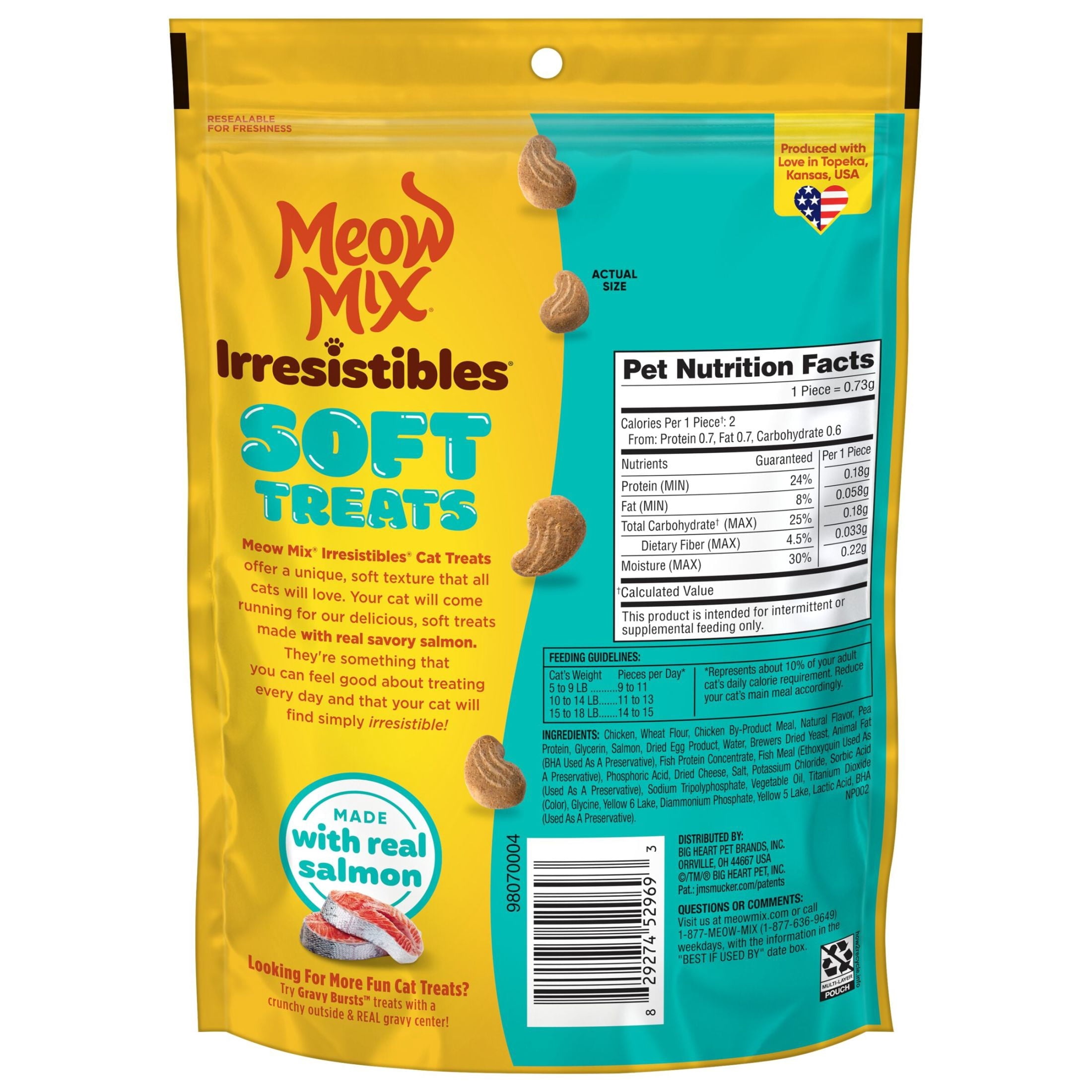 Meow Mix Irresistibles Soft Cat Treats Made with Real Salmon - 12 oz Pouch