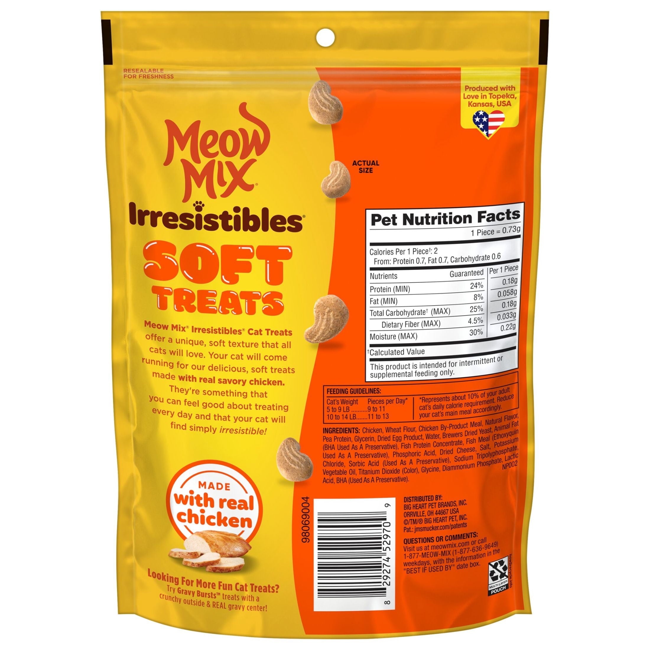 Meow Mix Irresistibles Soft Cat Treats Made with Real Chicken - 12 oz Pouch - 12-Pack