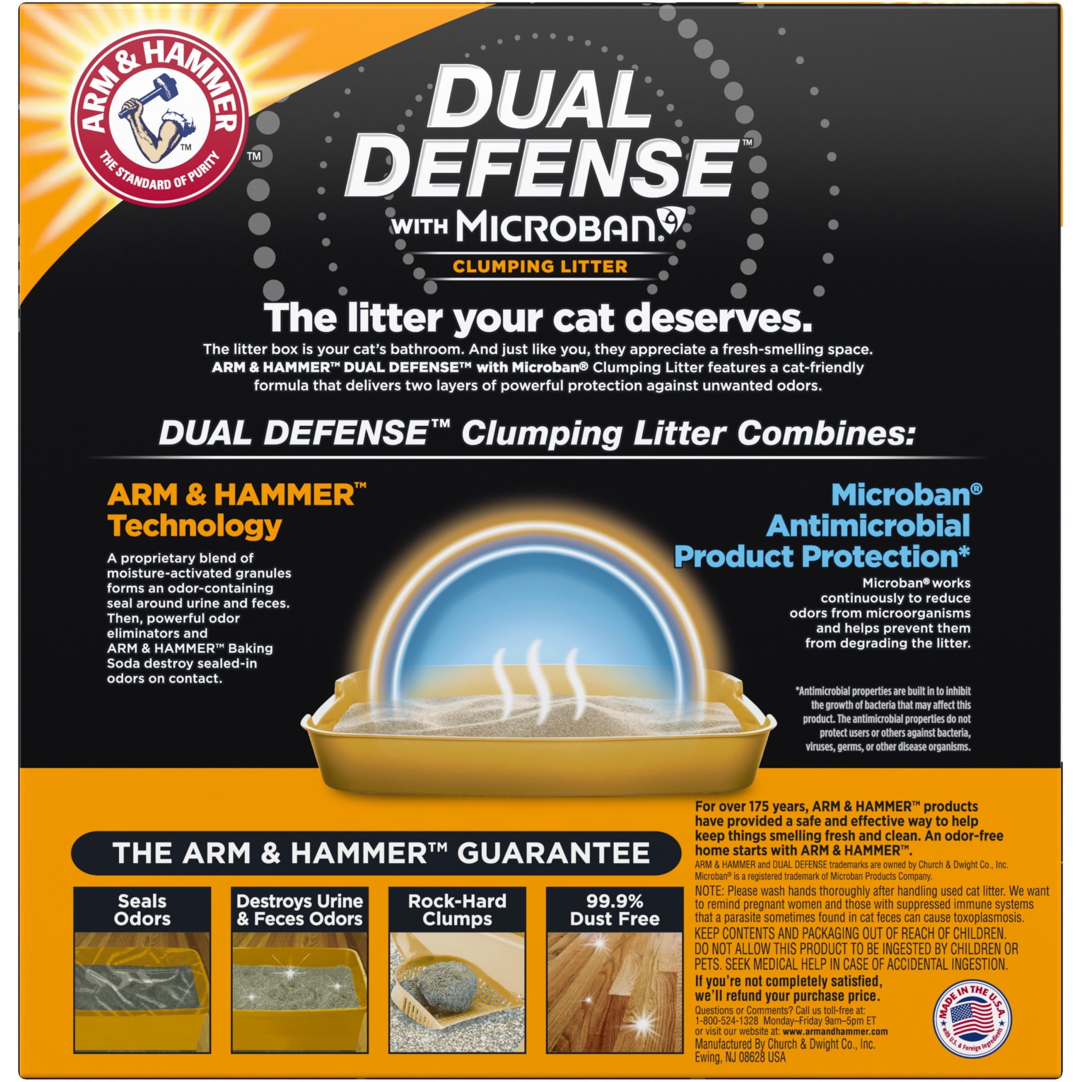 ARM & HAMMER Dual Defense with Microban Clumping Cat Litter for Multi-Cat Households - 14 lbs