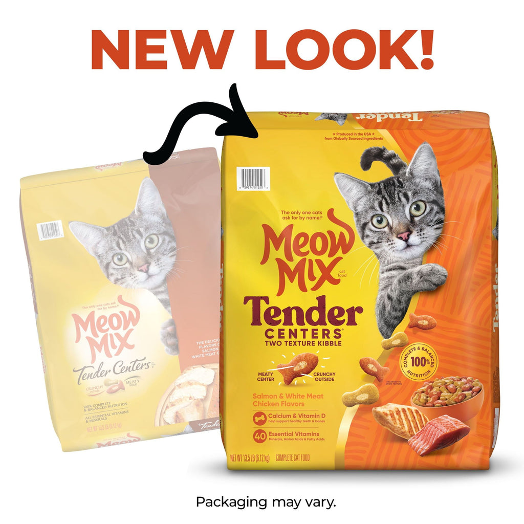 Meow Mix Tender Centers - Salmon & White Meat Chicken Flavors, Dry Cat Food, 13.5 lb. Bag